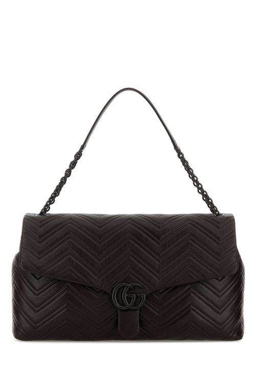 Gucci Chocolate Leather Maxi Gg Marmont Shoulder Bag - Brown - 850653-AAFS1-2019
