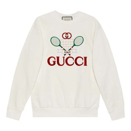 Gucci Cotton Tennis Racket Print Sweatshirt For Ivory - 469250-XJBIY-9381