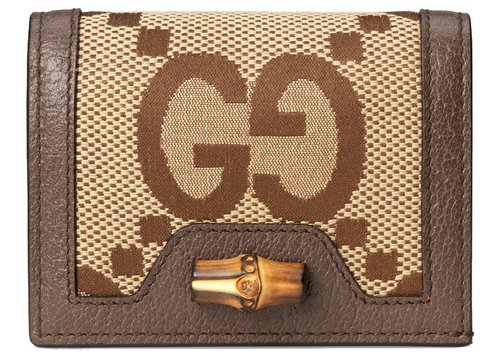 Gucci Diana Jumbo GG Card Case - Camel/Ebony