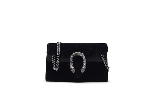 Gucci Dionysus Velvet Crystal Super Mini - Black