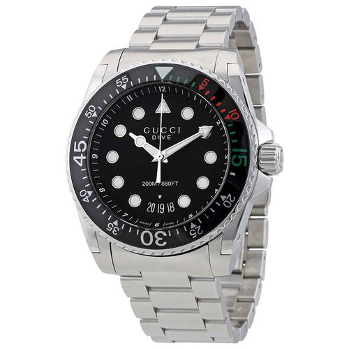 Gucci Dive XL Dial Stainless Steel Watch YA136208 - Black/Silver Tone - YA1362-8 DIA-ETER