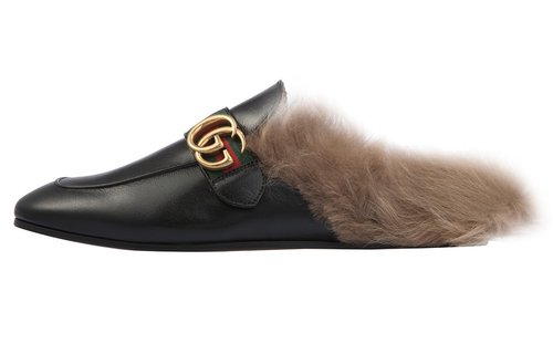 Gucci Double G Plush Slipper Black - 350029