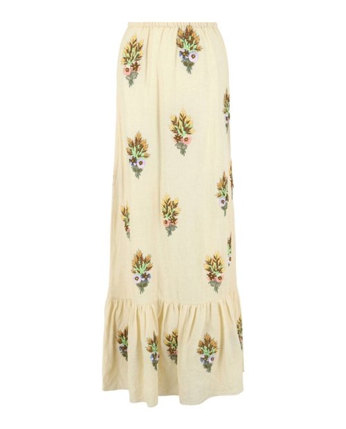 Gucci Embroidered Linen Tiered Skirt - White - 550374-ZAAPF-9303