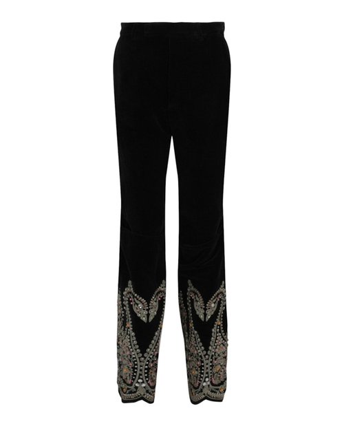 Gucci Embroidered Velvet Pants - Black - 694442-ZAJAY-1043