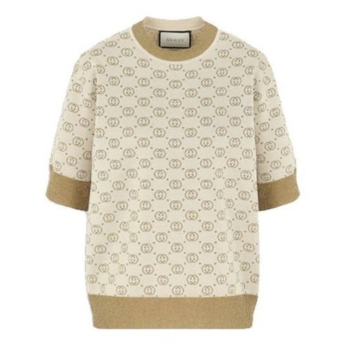 Gucci G Jacquard Wool Mid-Sleeve Sweater For Yellow - Light Yellow - 605920-XKAHT-8007