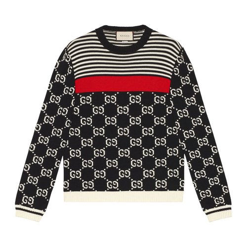 Gucci GG And Stripes Knit Sweater - Dark Blue - 496458-X9I07-4696