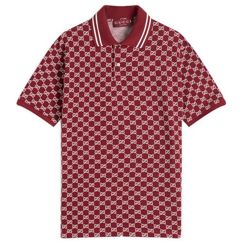 Gucci GG Jacquard Cotton Piquet Polo Shirt - Red - 788024-XJHHN-6320