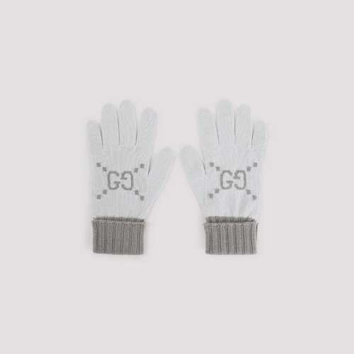 Gucci Gg Knit Gloves Grey Cashmere - 198802