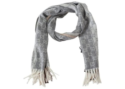 Gucci GG Logo Scarf - Pearl Gray