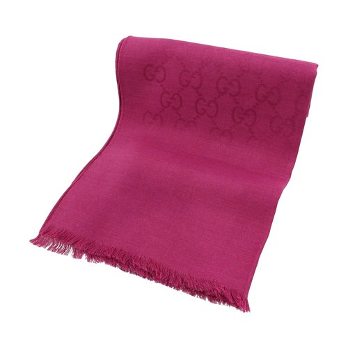 Gucci GG Logo Wool and Silk Scarf - Fuchsia - 165904-3G646-5501