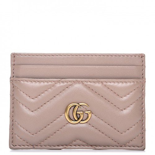 Gucci GG Marmont Card Case Matelasse - Dusty Pink