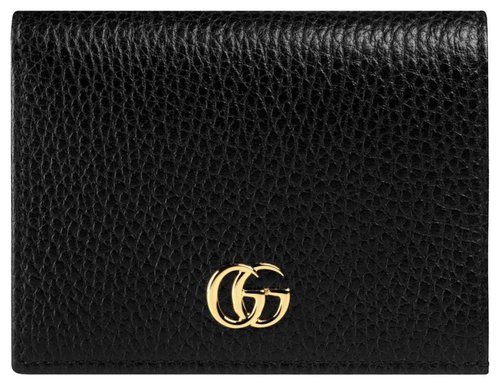 Gucci GG Marmont Card Case Pebbled Leather Black - Nero