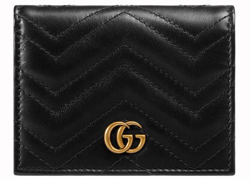Gucci GG Marmont Card Case Wallet Matelasse - Black