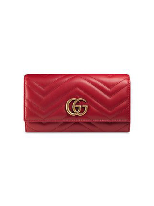 Gucci GG Marmont Continental Wallet Matelasse - Hibiscus Red