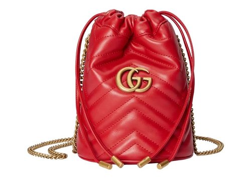 Gucci GG Marmont Matelasse Mini Bucket Bag - Red