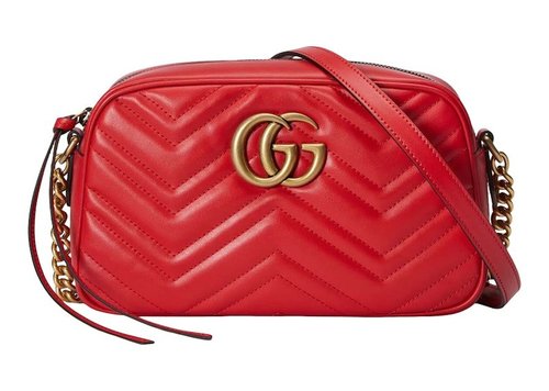 Gucci GG Marmont Matelasse Small Shoulder Bag - Red