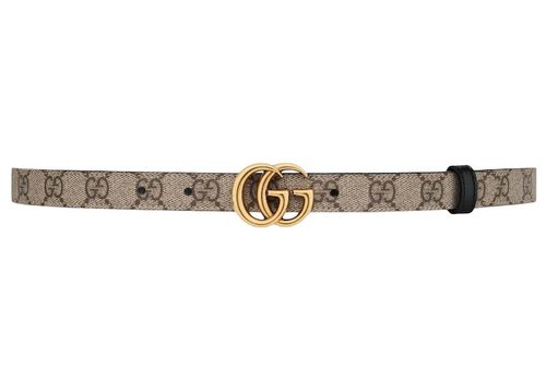 Gucci GG Marmont Reversible Thin Belt - Beige/Black