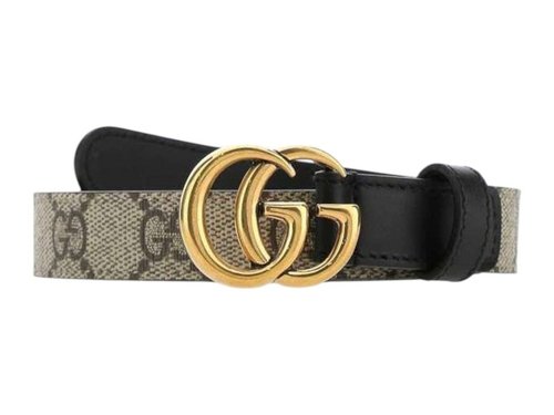 Gucci GG Marmont Thin Belt - Beige Black