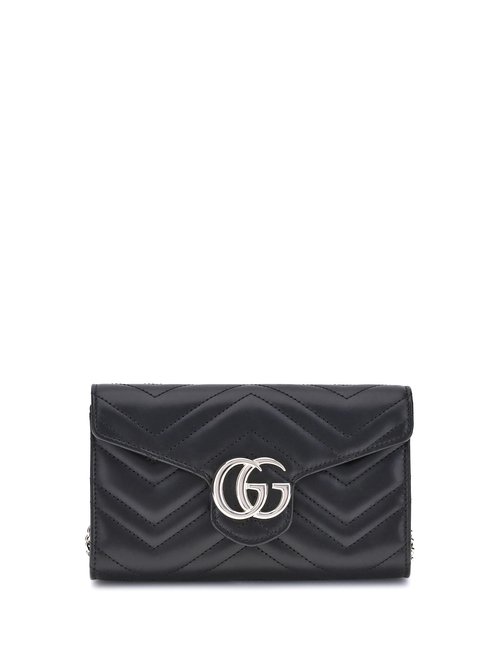 Gucci Gg Marmont Wallet With Chain - Black/Gold Tone/Red - 837745-AAET8-1000