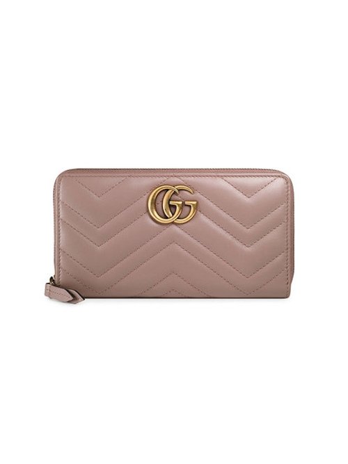 Gucci GG Marmont Wallet Zip Around Matelasse - Dusty Pink