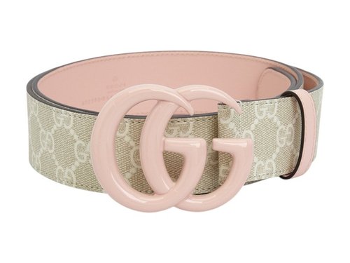 Gucci GG Marmont Wide Belt - Pink/Beige