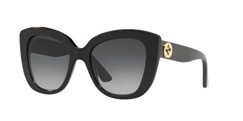 Gucci GG Ovesized Cat Eye Sunglasses - Black/Gold (Gg0327S/001)