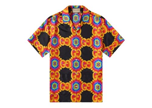 Gucci GG Kaleidoscope Silk Bowling Shirt - Orange/Black - 675446-ZAH3W-1128
