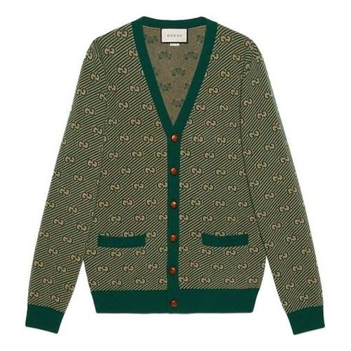 Gucci GG Striped Wool Cardigan For Green - 630412-XKBFZ-3119