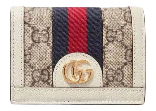 Gucci GG Supreme Ophidia Card Case - White Beige