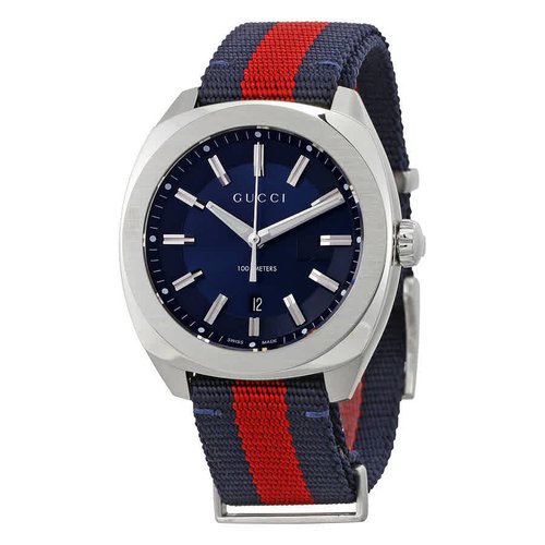 Gucci GG2570 Dial and Nylon Watch YA142304 - Blue/Red/Silver Tone - YA1423-4 DIA-ETER
