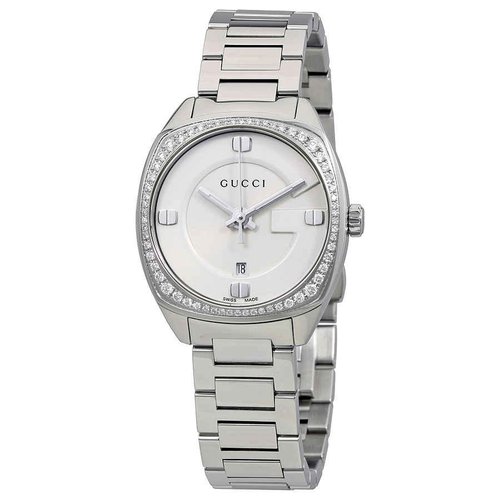 Gucci GG2570 Dial Stainless Steel Diamond Ladies Watch YA142506 - White - YA1425-6 DIA-ETER