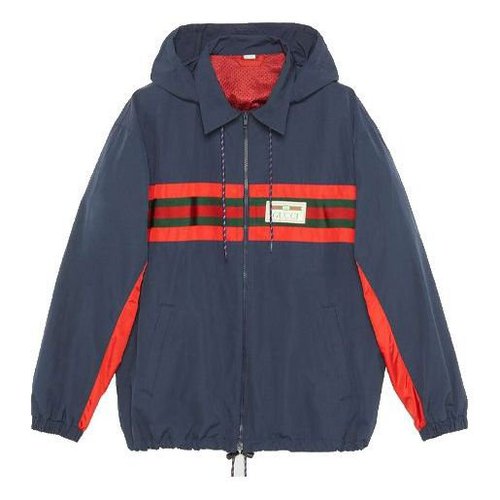 Gucci Nylon Jacket With Web and Gucci Label - Blue - 599935-XDA2J-4206