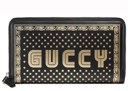 Gucci Guccy Zip Around Wallet - Black/Gold
