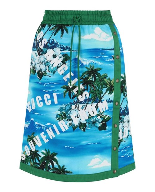 Gucci Hawaiian Printed Knee Length Skirt - Blue - 693162-XJEAR-4946