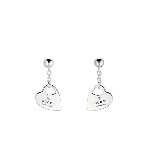 Gucci Heart Charm Earrings Ybd796312001 - Silver Tone - YBD796312001