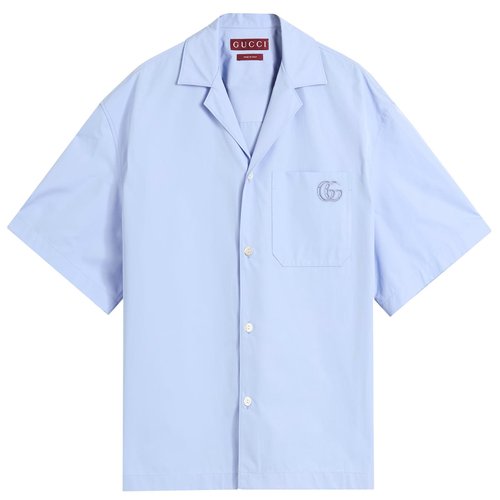 Gucci Heavy Cotton Poplin Short Sleeve Shirt - Blue - 810604-Z7AUX-4850