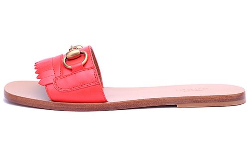 Gucci Horsebit Accent Leather Slides - 344133