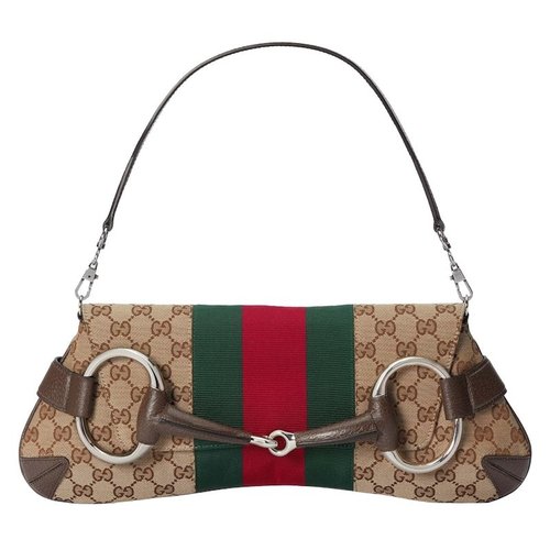 Gucci Horsebit Chain Medium Shoulder Bag - Beige/Ebony