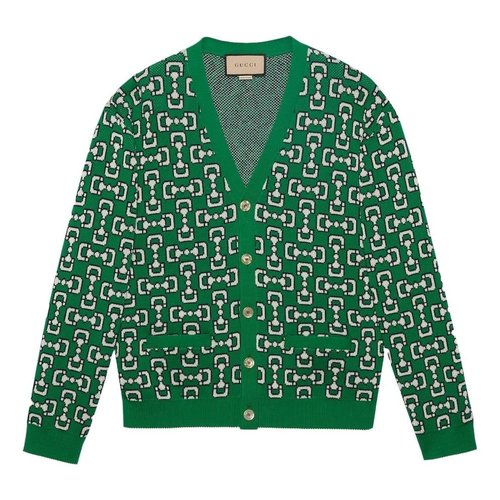 Gucci Horsebit Cotton Piquet Cardigan - Green - 780621-XKDZC3-736
