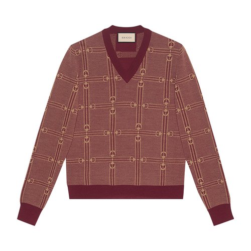 Gucci Horsebit Jacquard Knit Sweater - 716358-XKCO0-6385