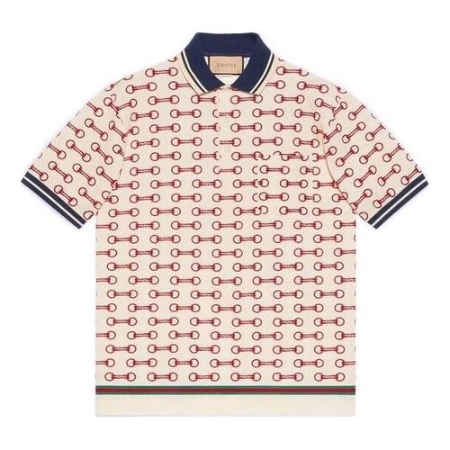Gucci Horsebit Print Cotton Polo Shirt 