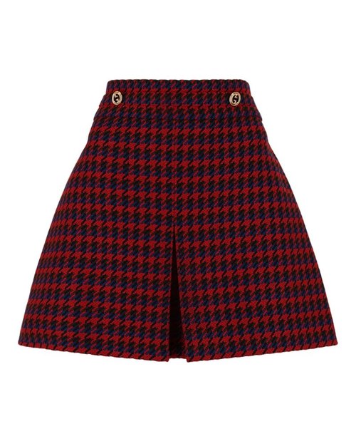 Gucci Houndstooth Pleated Mini Skirt - Blue - 643737-ZAGEL-4447