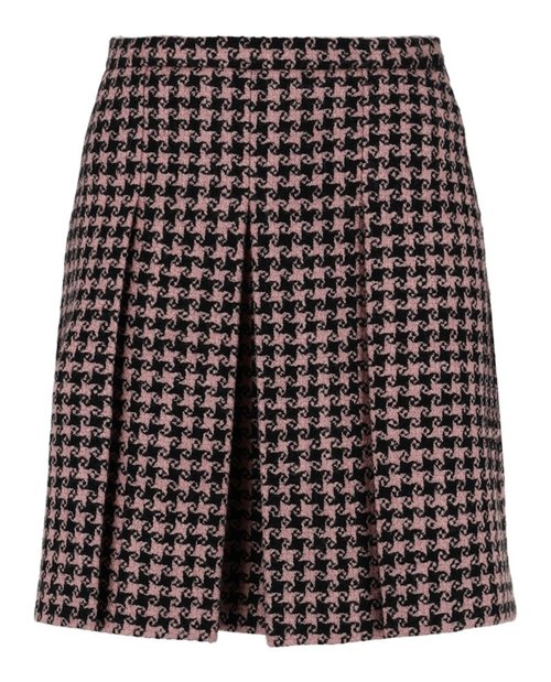 Gucci Houndstooth Tweed Wool Blend Skirt - Black Pink - 681234-ZAHD7-1250
