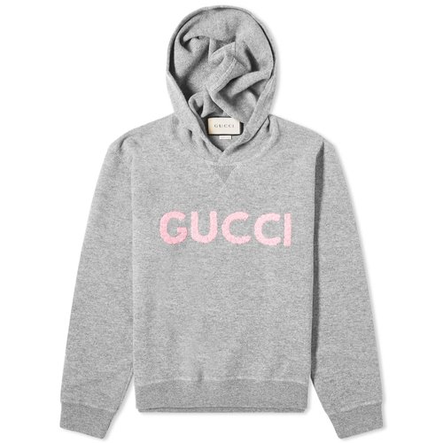 Gucci Intarsia Logo Knit Hoodie - Grey/Pink - 770169-XKDRU-1122