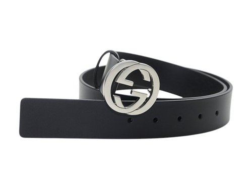 Gucci Interlocking G Belt Silvertone - Black