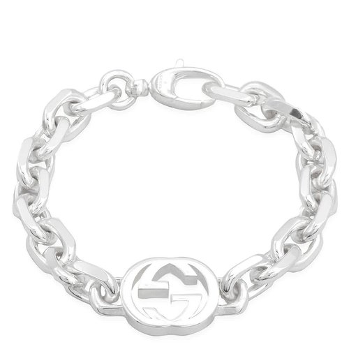 Gucci Interlocking G Motif Sterling Silver Bracelet Size 19 Yba627068002 - Silver Tone - YBA627068002 INCHES