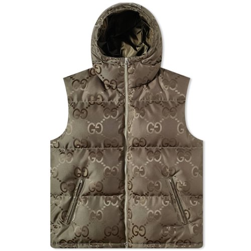 Gucci Jumbo GG Jacquard Down Hooded Gilet - Green - 698715-Z8A53-3175