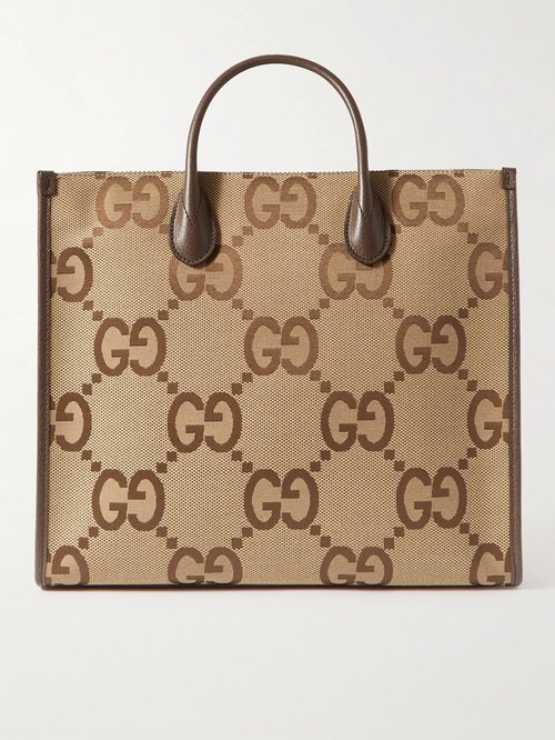 Gucci Mini Full-Grain Leather-Trimmed Monogrammed Canvas