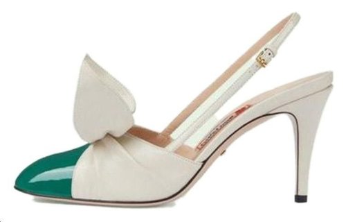 Gucci 85mm Bow Slingback Pumps White Green - 513864