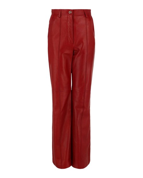 Gucci Leather Pleated Fla Pants - Red - 629532-XN336-6460